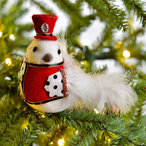 Red & White Bird Ornament - Set of 6