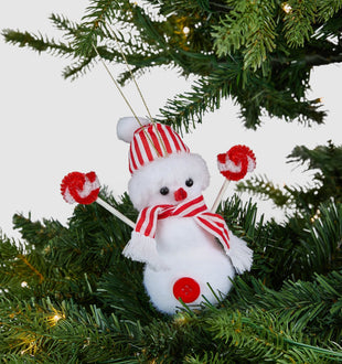 Red & White Striped Festive Snowman Tree Pick - ironyhome