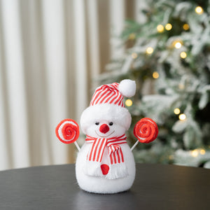 Red & White Striped Festive Snowman Tree Pick