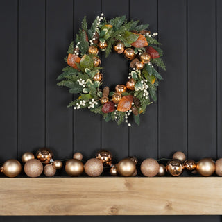 Rose Gold Ball Ornament Garland with Glitter - ironyhome