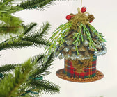 Round Birdhouse Ornament in Olive Green - Set of 4 - ironyhome