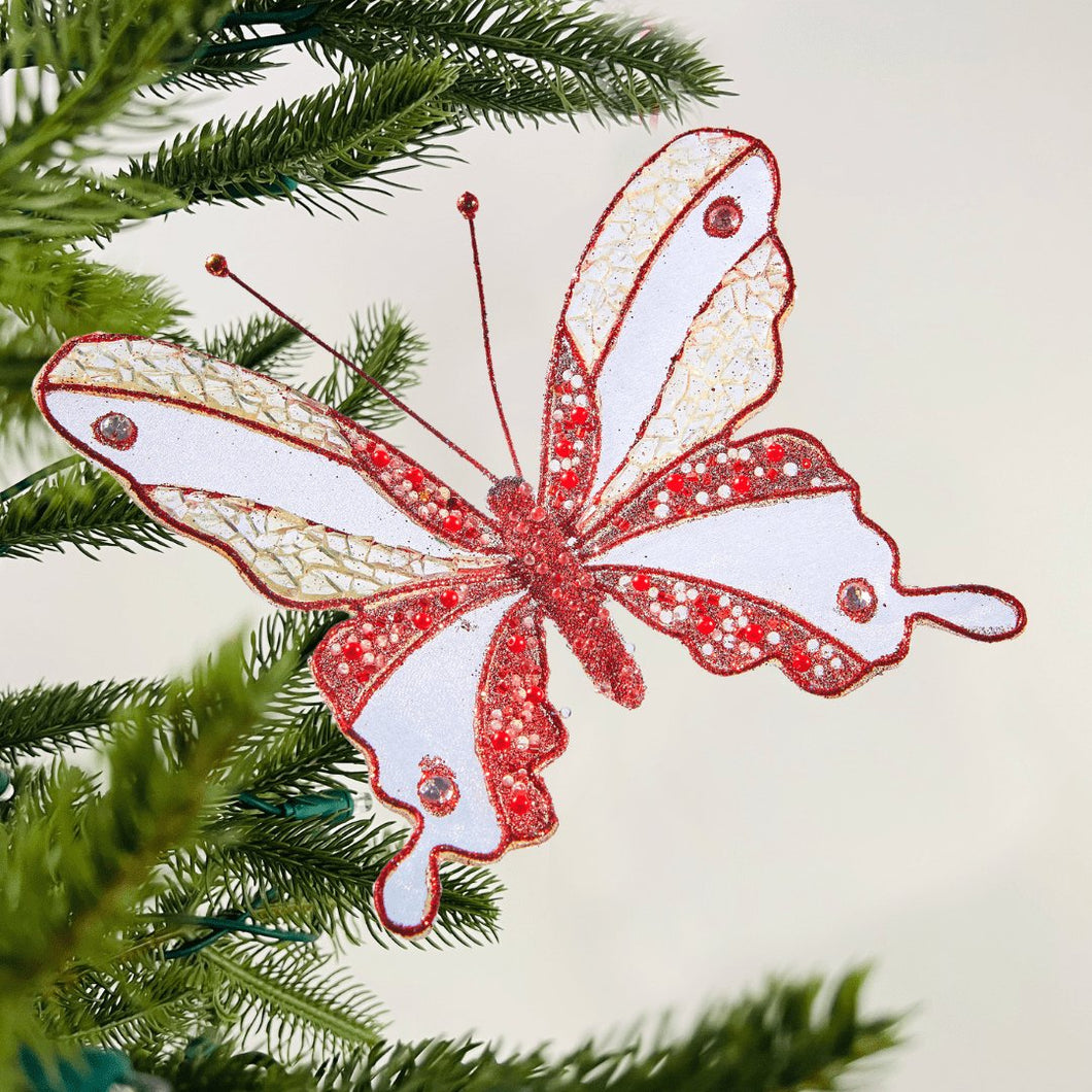 Ruby Butterfly Clip-on Ornament - Set of 4 - ironyhome