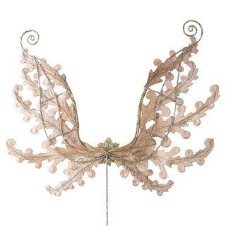 Rustic Angel Wing Ornament with Platinum Glitter - Set of 2 - ironyhome