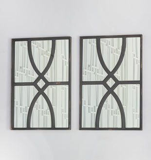 Rustic Carved Wall Mirror - Set of 2 - ironyhome