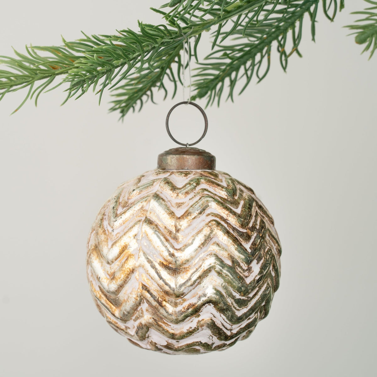 Rustic Copper Patterned Ball Ornament