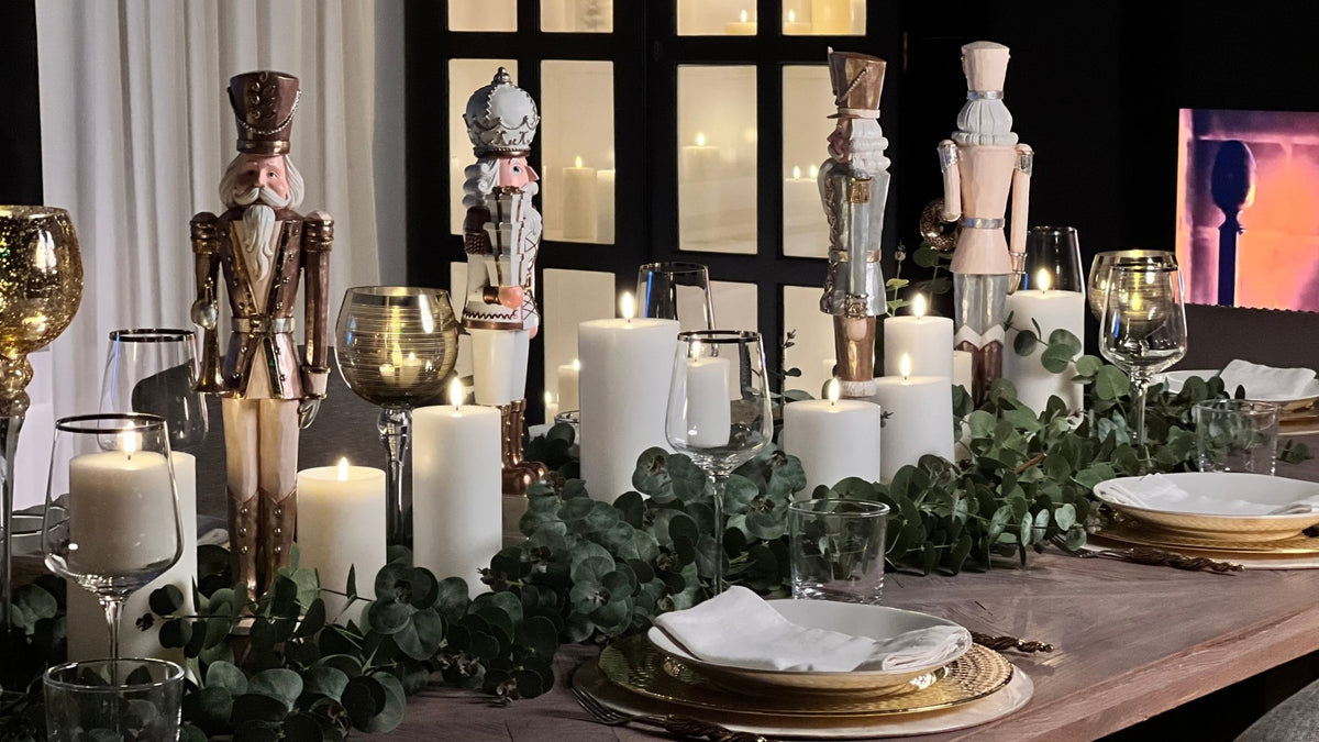 Rustic Nutcrackers on Drum Table Top