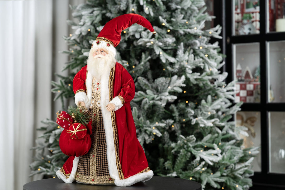 Rustic Red & Green Standing Santa Claus Table Top