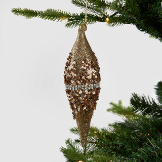 Rustic Sequin & Pearl Ornament - Set of 6 - ironyhome