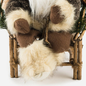 Rustic Sitting Santa Claus with Chair