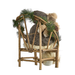 Rustic Sitting Santa Claus with Chair