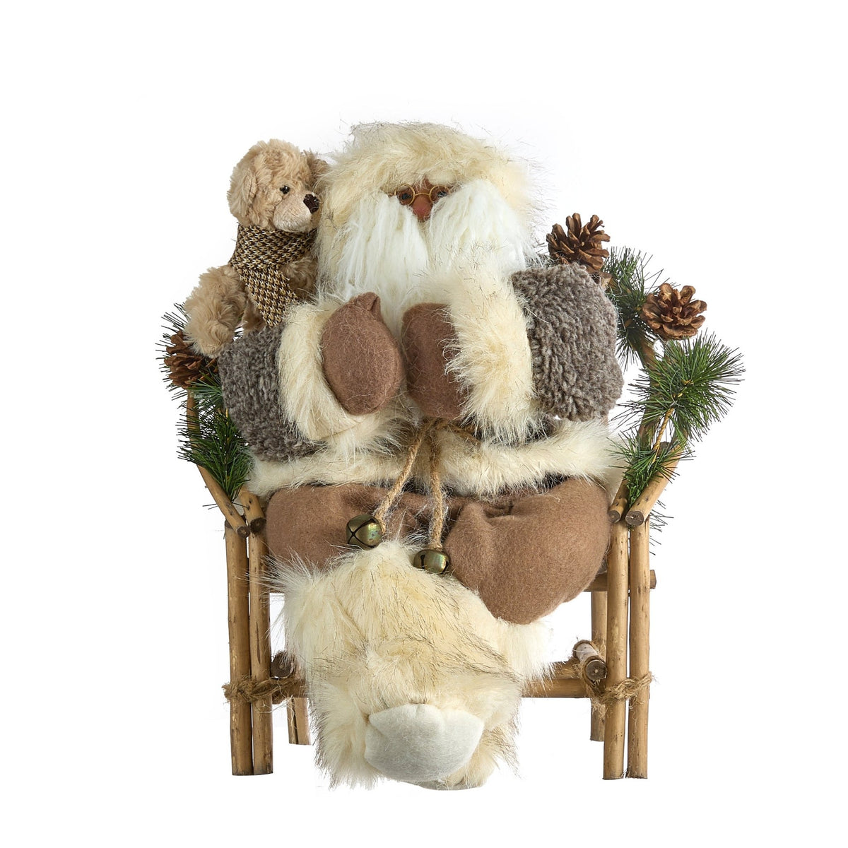 Rustic Sitting Santa Claus with Chair