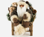 Rustic Sitting Santa Claus with Chair - ironyhome