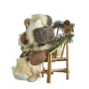 Rustic Sitting Santa Claus with Chair