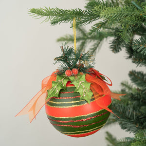 Rustic Traditional Ball Ornament with Foliage