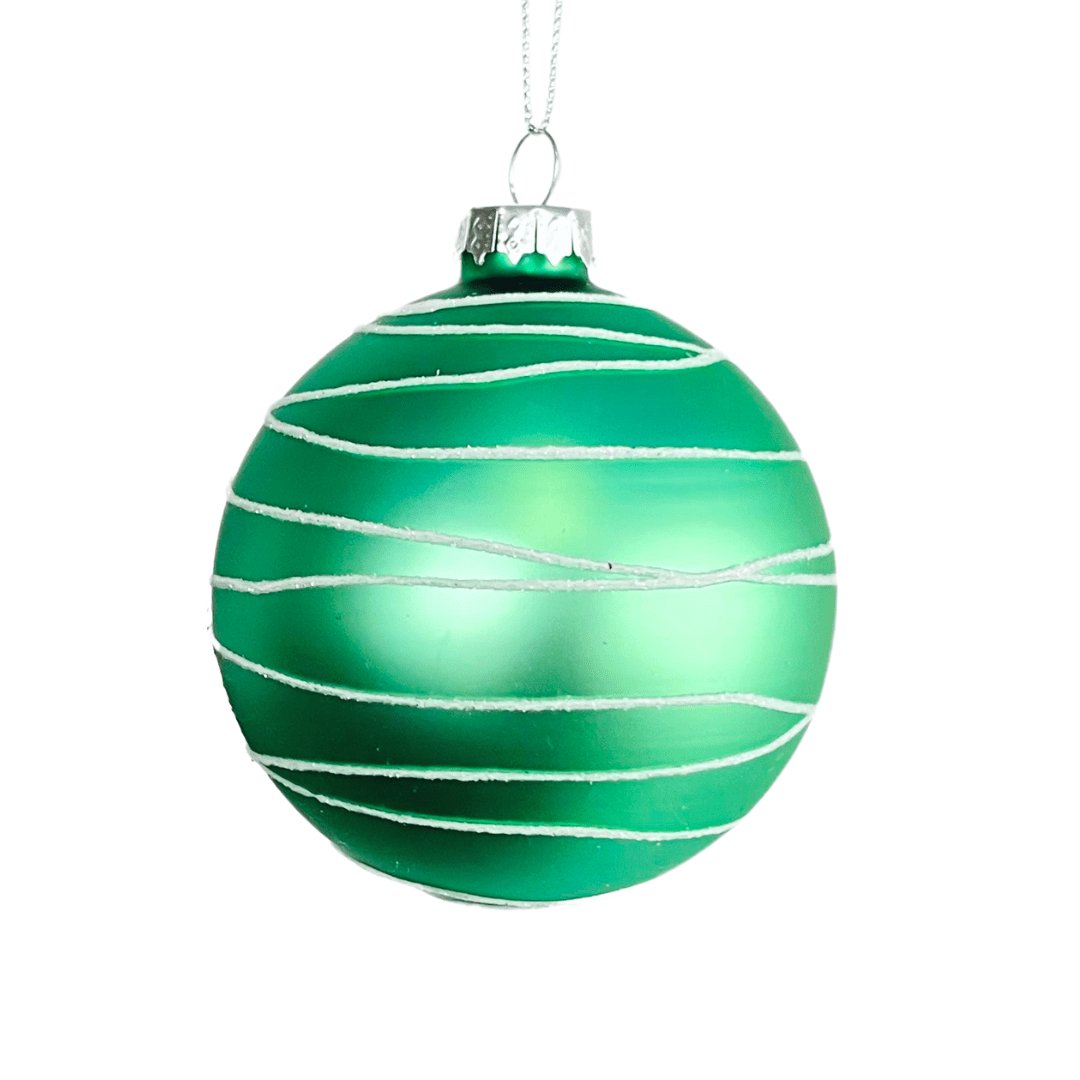 Sea Green Matte Ball Ornament with Glitter - Set of 6