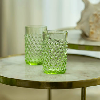 Seaglass Green Hobnail Tumblers - Set of 2 - ironyhome