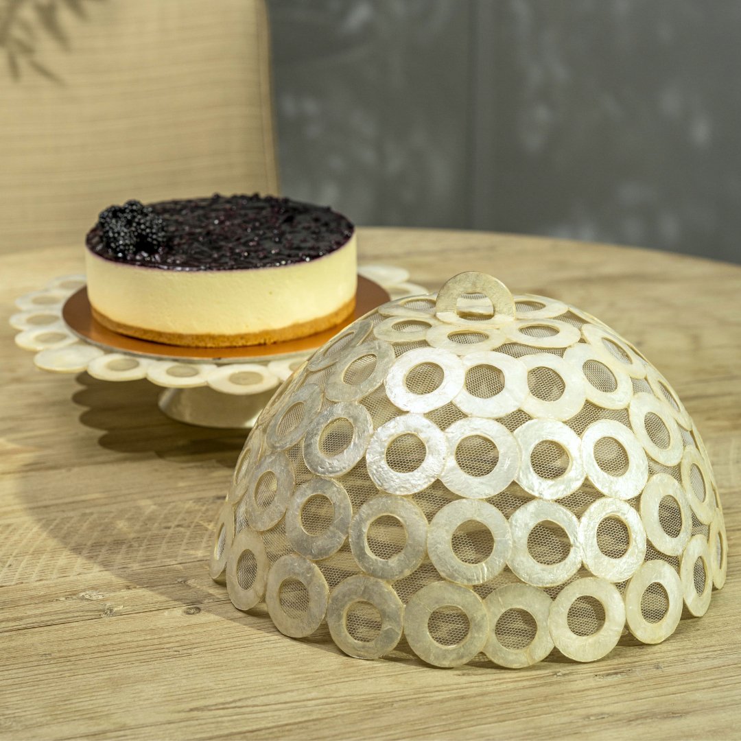 Seashell Cake Stand With Cloche Top