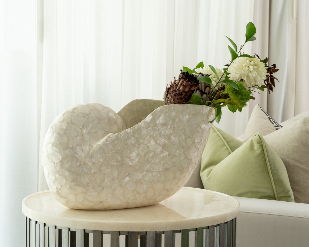 Seashell Symphony Nautilus Vase - Natural Finish