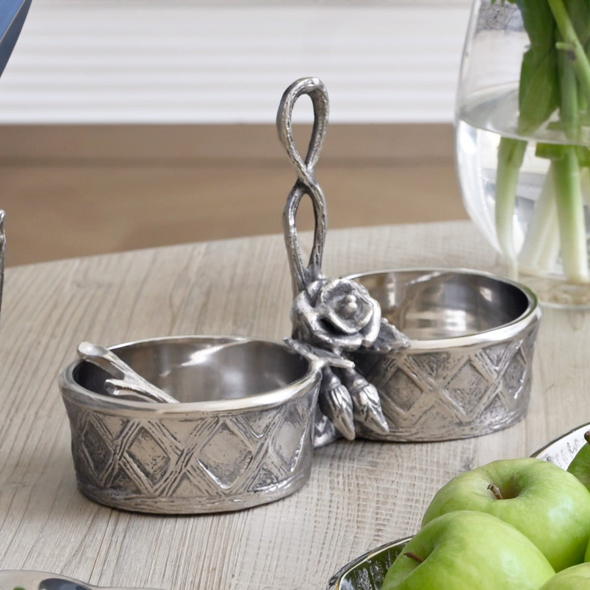 Serving Dish + Spoons With Antique Rose Detailing