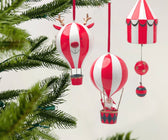 Set of 3 - Deer, Tent & Santa Air Balloon Ornaments - ironyhome