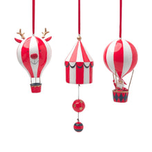 Set of 3 - Deer, Tent & Santa Air Balloon Ornaments - ironyhome