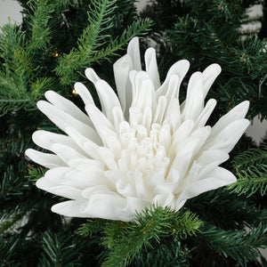 Silver Glitter Dahlia Flower Ornament - Set of 4 - ironyhome