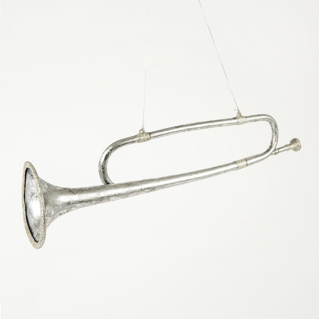 Silver Glitter Trombone Ornament - Set of 4 - ironyhome