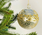 Silver Metallic Ball Ornament with Gold Sugar Beads - Set of 4 - ironyhome