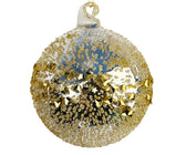 Silver Metallic Ball Ornament with Gold Sugar Beads - Set of 4 - ironyhome