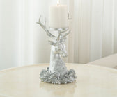 Silver Resin Stag Head Candle Holder - ironyhome