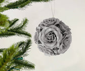 Silver Rose Flower Ornament - Set of 4 - ironyhome