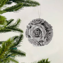Silver Rose Flower Ornament - Set of 4 - ironyhome