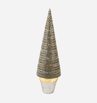 Silver & Sky Blue Pot Base Cone Tree Table Top - ironyhome