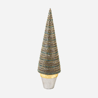 Silver & Sky Blue Pot Base Cone Tree Table Top - ironyhome