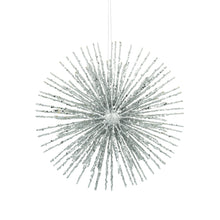 Silver Starburst Ornament with Silver Glitter - Set of 6 - ironyhome