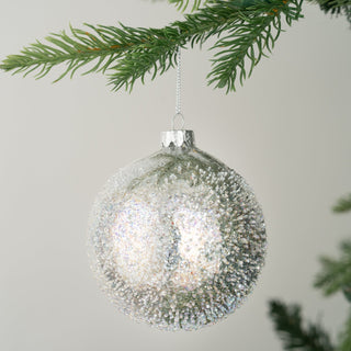Silver Sugar Bead Ball Ornament - Set of 6 - ironyhome
