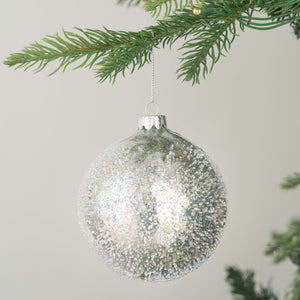 Silver Sugar Bead Ball Ornament - Set of 6 - ironyhome