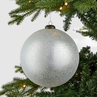 Silver Sugar Glitter Dusted Ball Ornament - Set of 6 - ironyhome