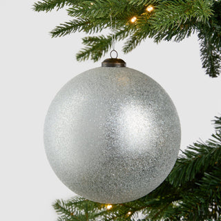 Silver Sugar Glitter Dusted Ball Ornament - Set of 6 - ironyhome