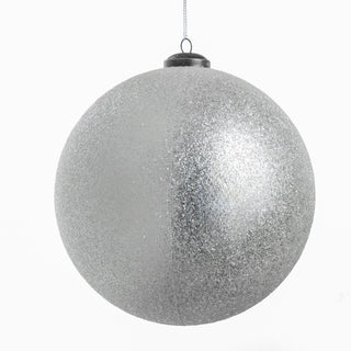 Silver Sugar Glitter Dusted Ball Ornament - Set of 6 - ironyhome