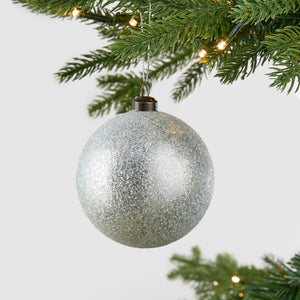Silver Sugar Glitter Dusted Ball Ornament - Set of 6 - ironyhome