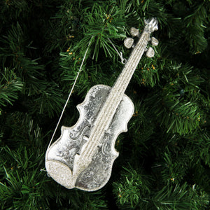 Silver Violin Festive Ornament - Set of 4 - ironyhome