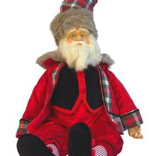 Sitting Santa Table Top with Black & Red Plaid Clothes - ironyhome