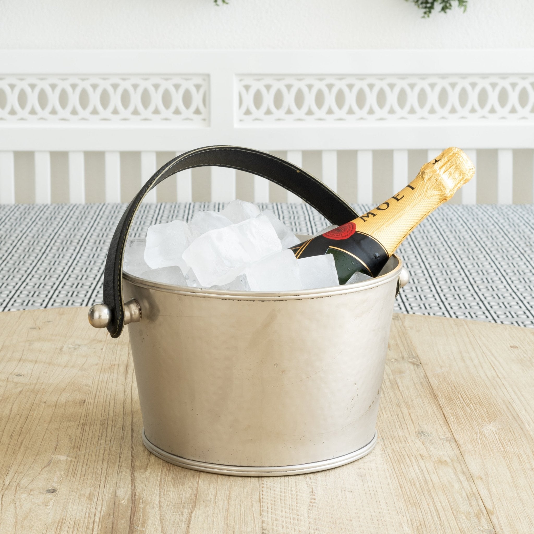 Small Ice Bucket with Leather Handle Keep Your Drinks Cold
