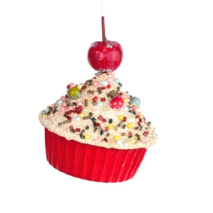 Red Cupcake Ornament - Set of 4