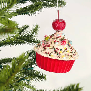 Red Cupcake Ornament - Set of 4