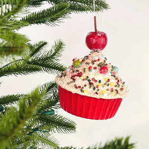 Small Red Cupcake Ornament - Set of 4 - ironyhome