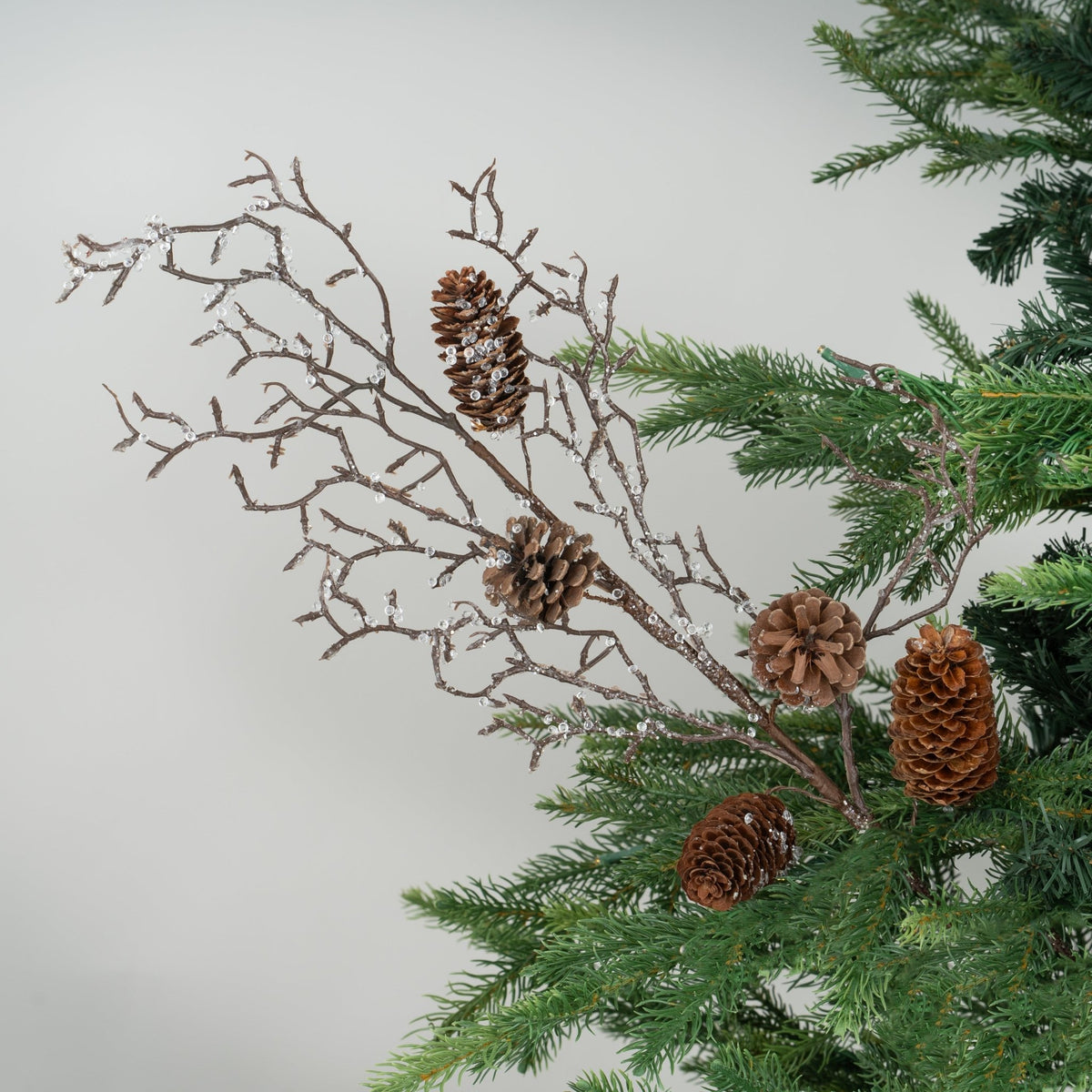 Snow Flocked Festive Pinecone Tree Pick