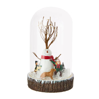 Snowman Scene Glass Cloche Table Top - ironyhome