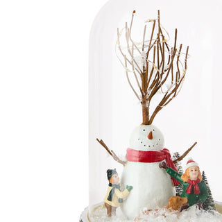 Snowman Scene Glass Cloche Table Top - ironyhome